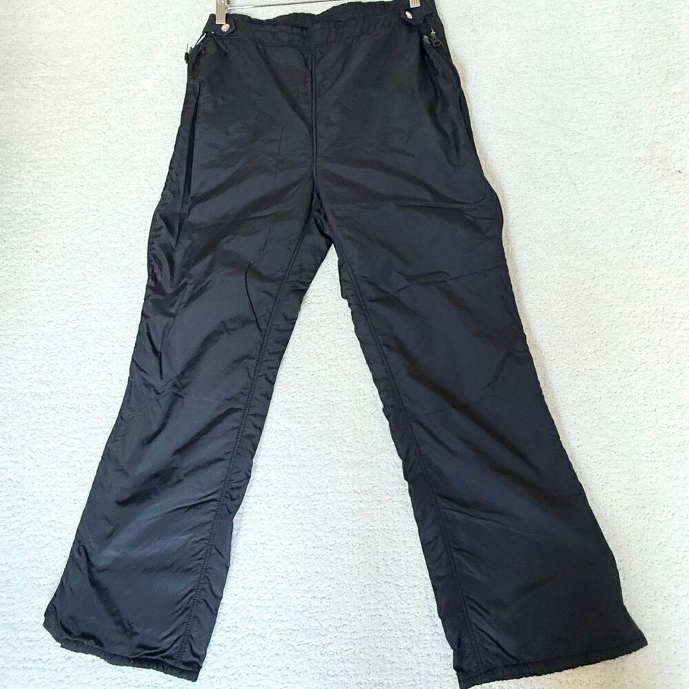 Roffe Vintage Black Full Side Zip Ski Pants - US Unisex M